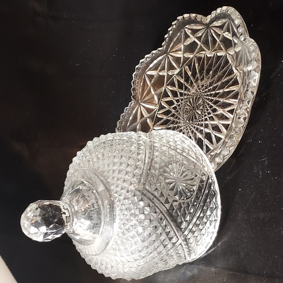 Avon Cut Glass Butter Dish Dining Vintage 97s Avon Cut Glass Butter